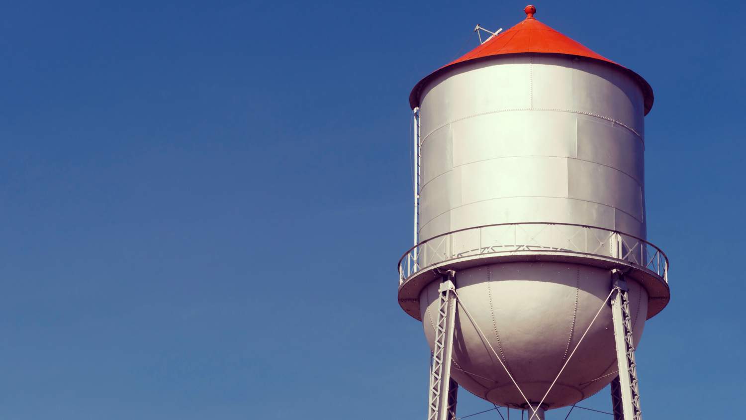 Water tower in a small town