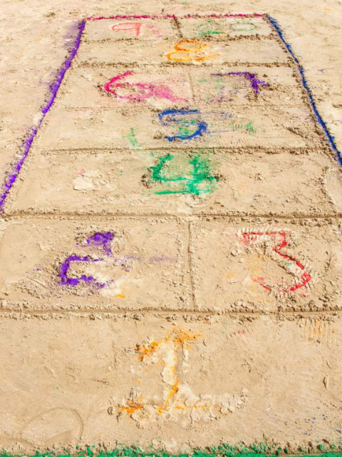 Hopscotch diagram on sand