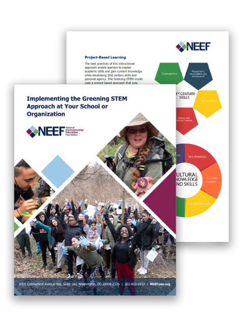 Collage of pages of the Greening STEM implementation guide