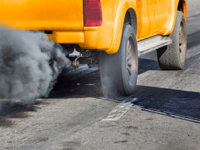 carbon dioxide spewing from a truck tailpipe