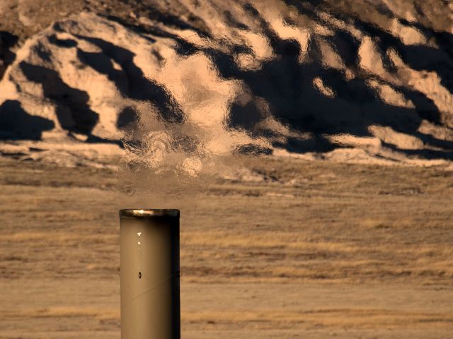 Methane gas releasing from a fracking pipe