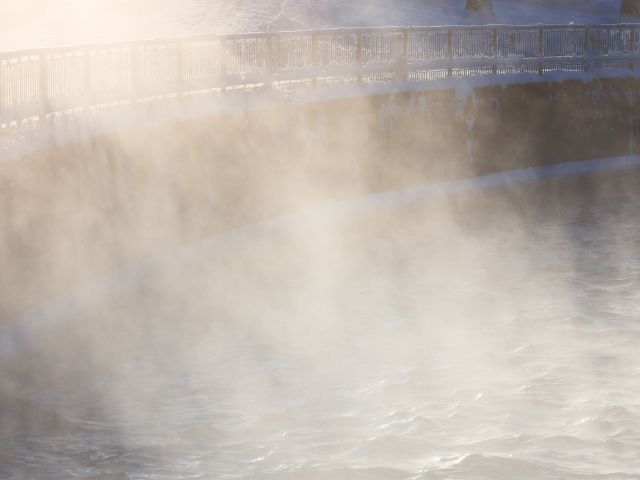 water vapor steaming off of a lake