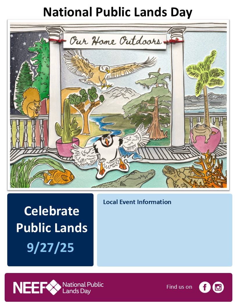 National Public Lands Day Customizable flyer with the NPLD graphic and boxes for local event info