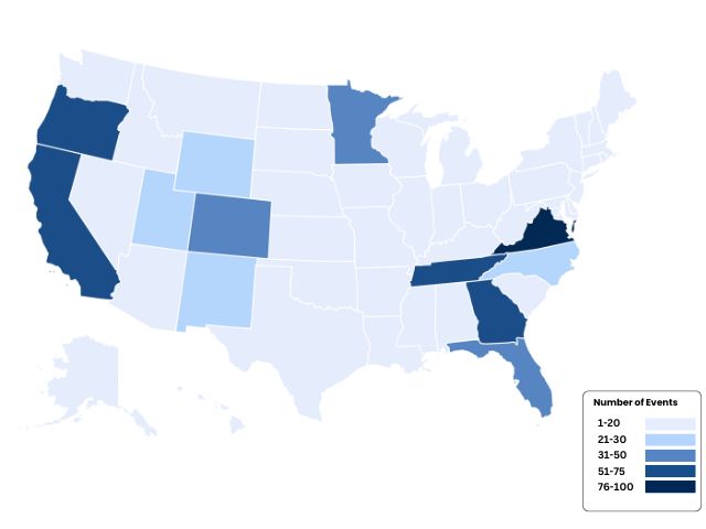 NPLD 2025 Impact Heat Map of events by state