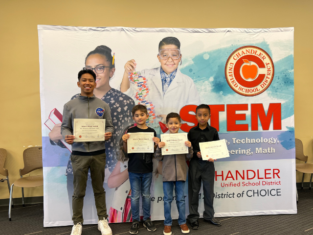 Students receive the Wildcat Wonder Award from the University of Arizona, recognizing outstanding projects at regional science and innovation showcases such as the STEM Chandler Innovation Fair.