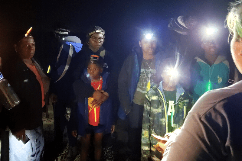 Chanda Bennett and her extended family participating in a horseshoe crab tagging event at Cape May, NJ, in 2019