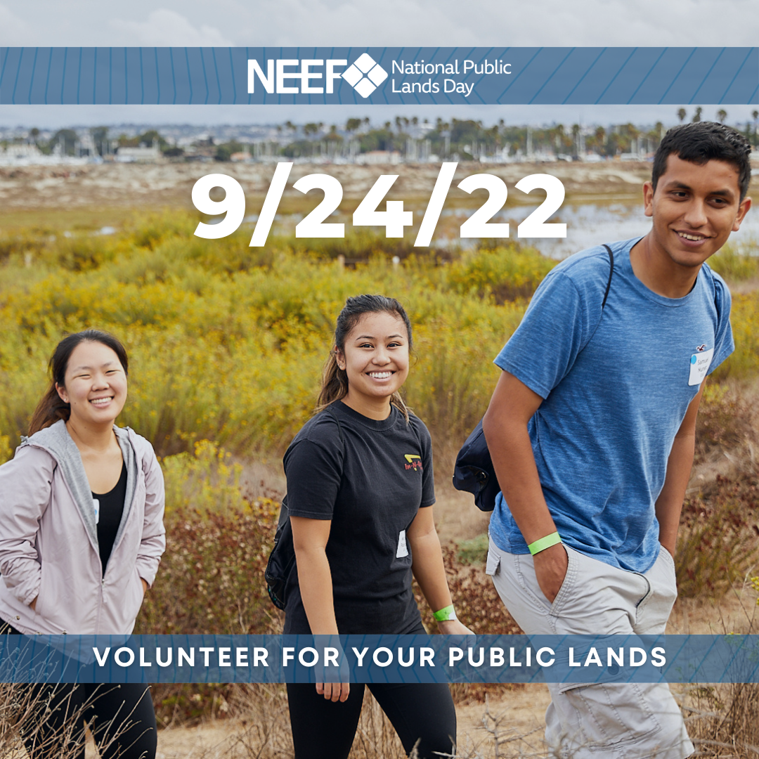 diverse group of young people walking in field, NEEF National Public Lands Day, 9/24/22, Sea voluntario para sus tierras publicas