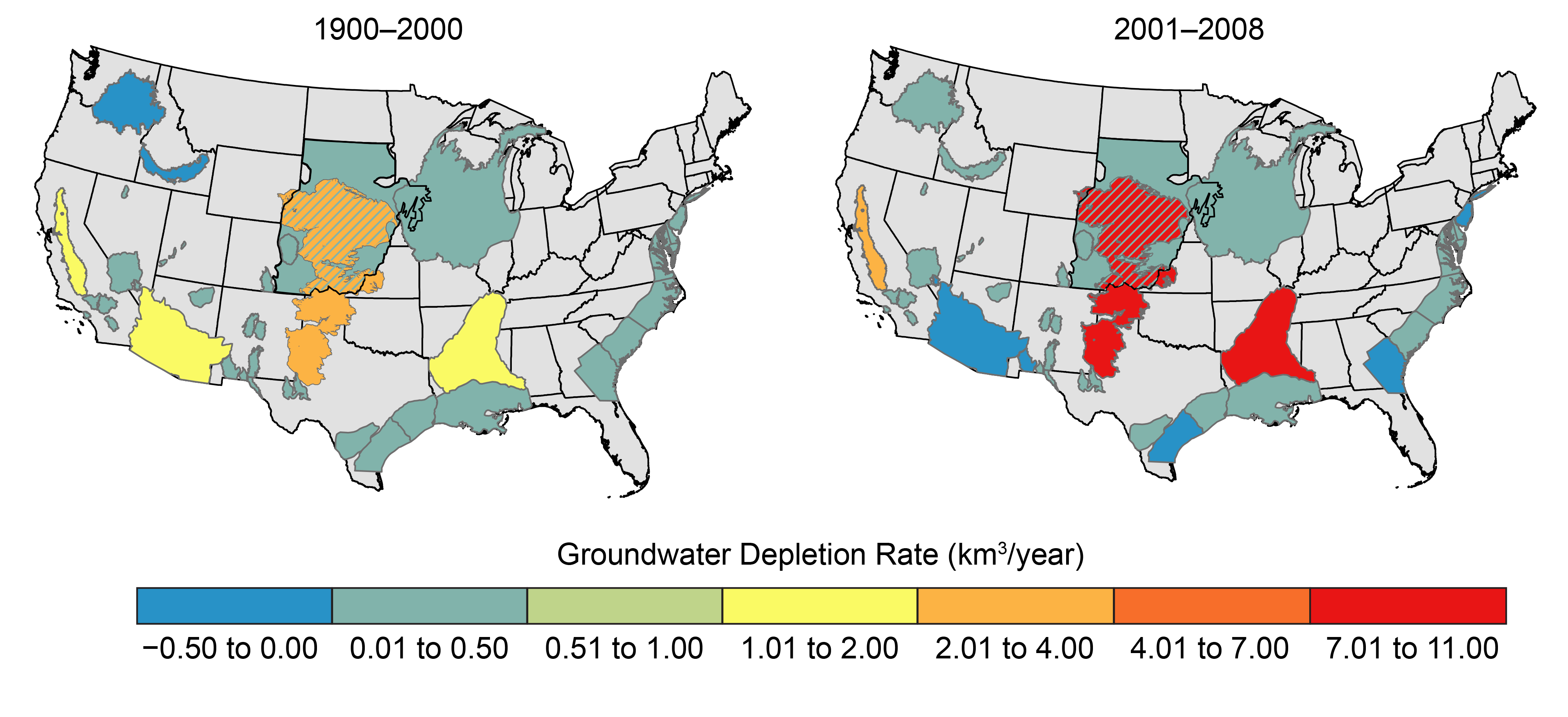 Depletion of Groundwater in Major U.S. Regional Aquifers