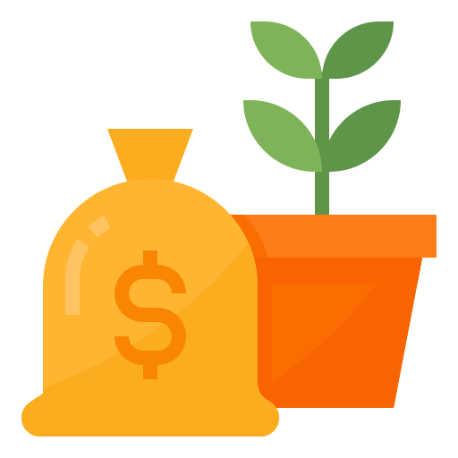 Money near potted plant