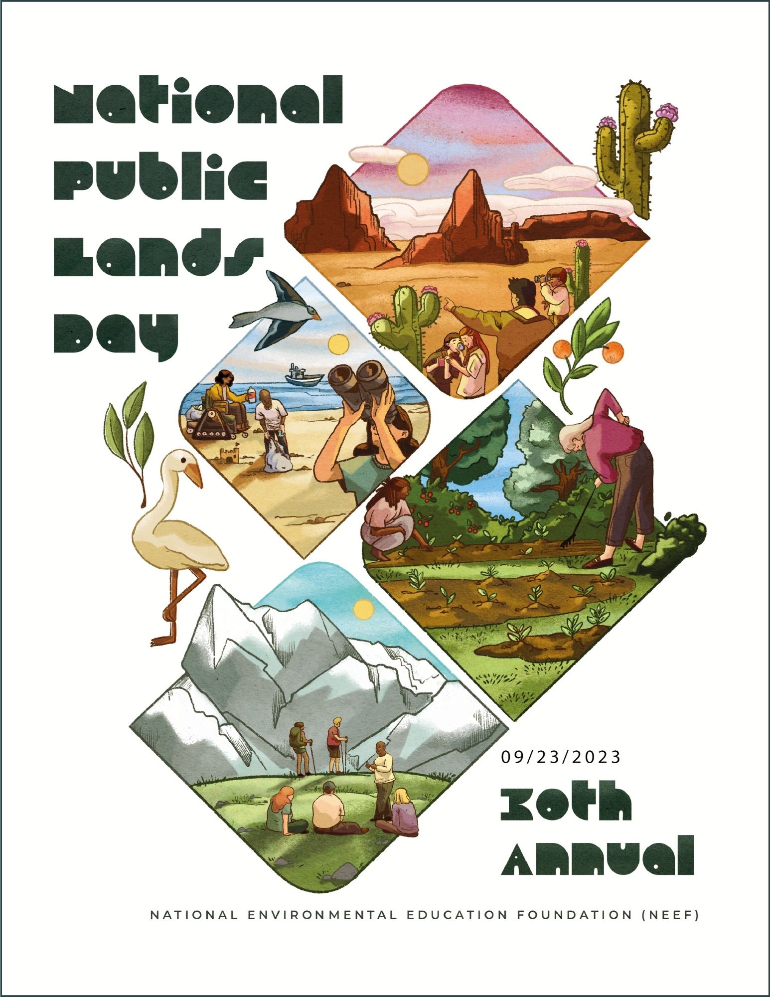 National Public Lands Day 30th Annual Illustration Poster White