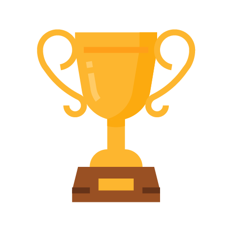 Big golden trophy with two handles