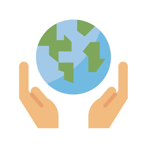 Two hands hold globe up