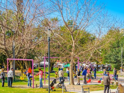 Photo of a bustling neighborhood park