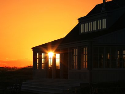 House with sun shining