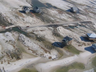 Damage to beach front homes on Dauphin Island, AL. Mississippi, Biloxi.