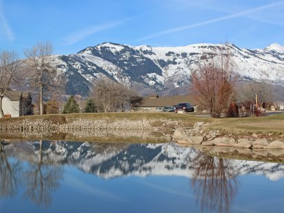 Mountains in distance with water in foreground