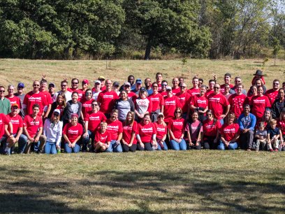 Group photo of volunteers for NPLD at LeRoy Oakes, St. Charles, IL