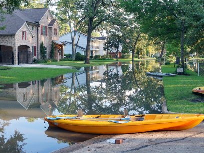 Flooded neighborhood in Houston after Hurricane Harvey