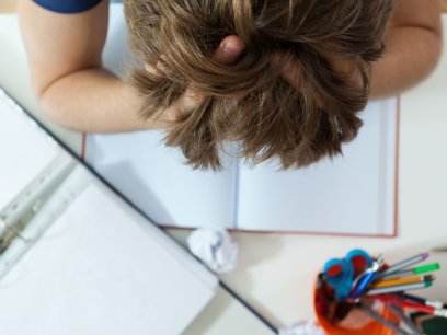 Stressed student during test time