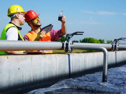 Engineers at a water treatment plant