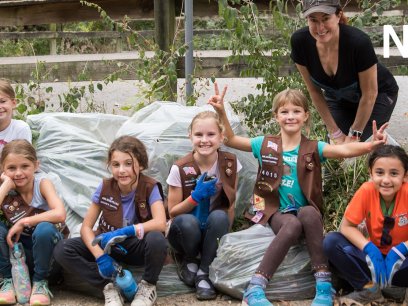 Girl scouts at the NPLD event at Rock Creek Park
