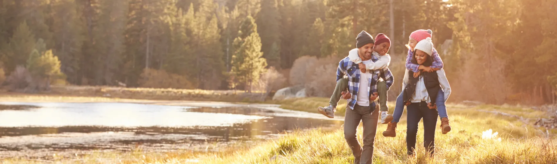 Photo of family walking in nature for better health 