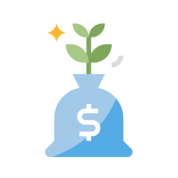 icon of money bag with seedling growing out of it