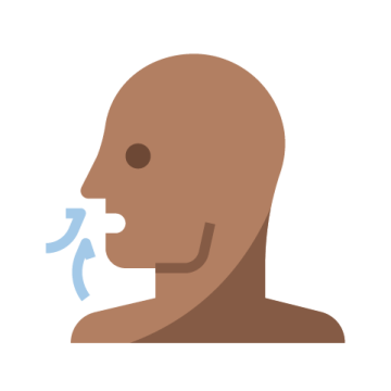 Person breathing in