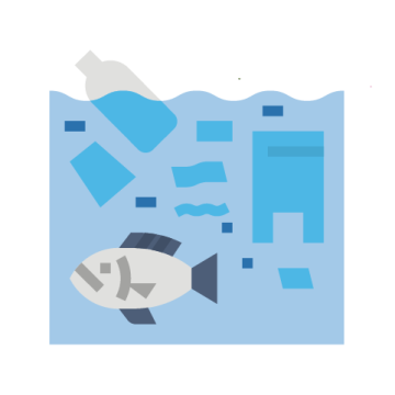 Sad fish in a garbage-infested sea