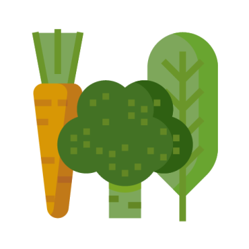 Carrot, broccoli and spinach leaf 