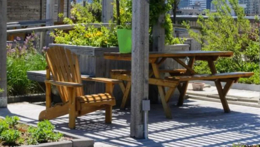 A picnic table in a park