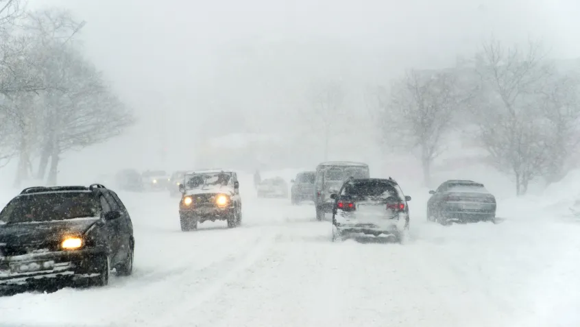 Snowstorm on the highway