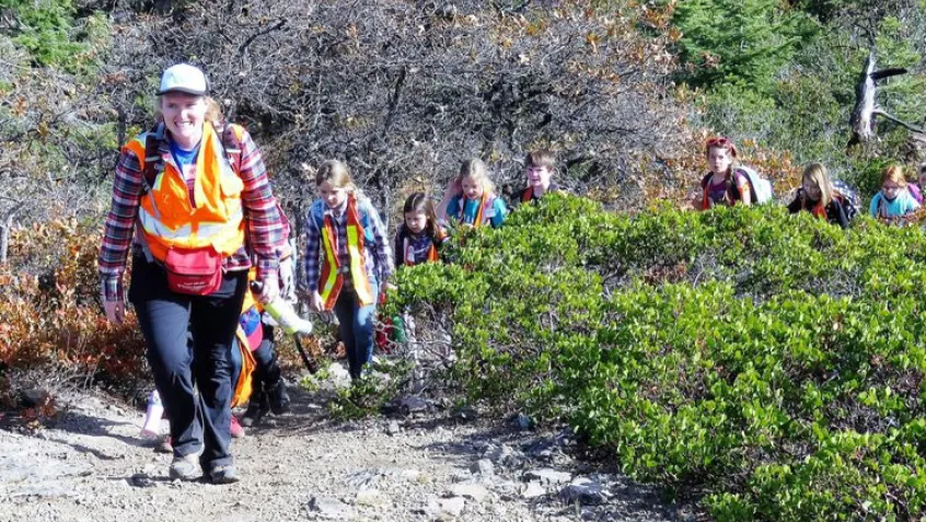 Morgyn with kids on a hike