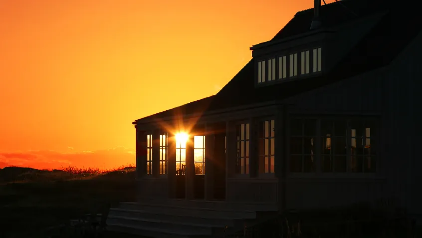 House with sun shining