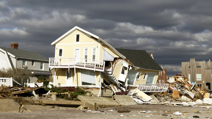 House battered by a recent hurricane