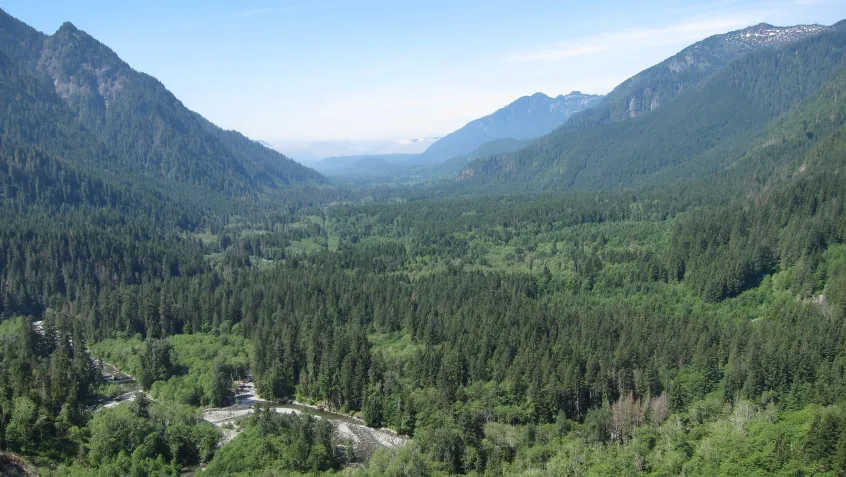 Landscape photo of the Middle Fork Snoqualmie River valley in Washington State