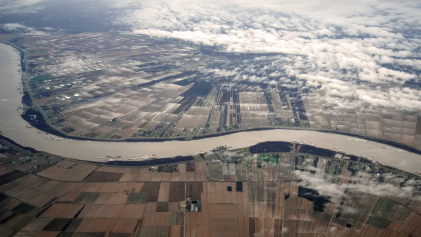 Aerial view of the Mississippi River