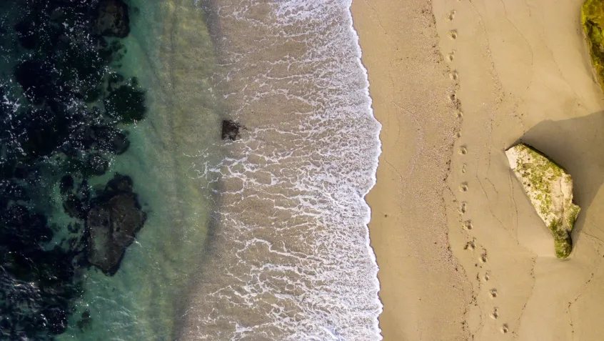 Aerial view of rocks and beach