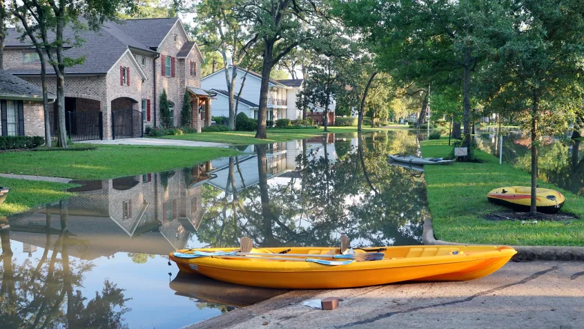 Flooded neighborhood in Houston after Hurricane Harvey