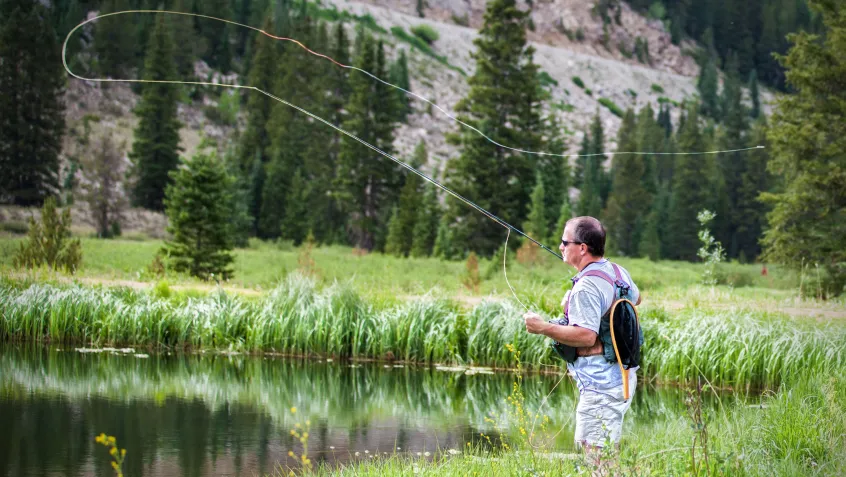 Man fly fishing on a river