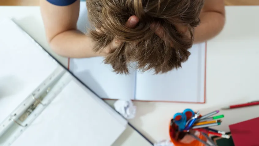 Stressed student during test time