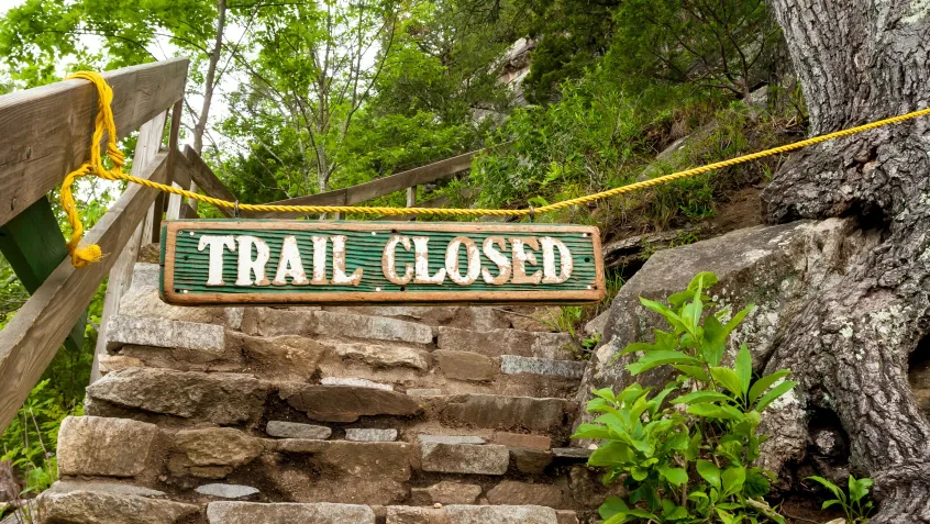 Closed trail at Chimney Rock