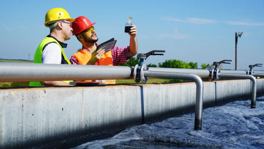 Engineers at a water treatment plant