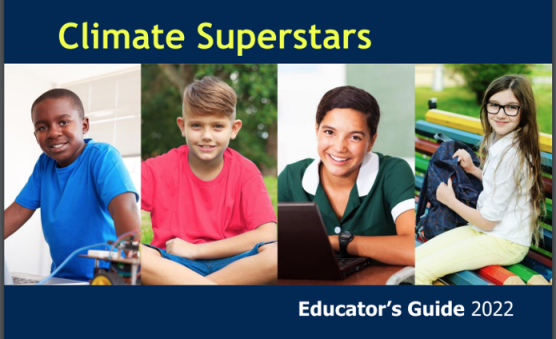 Climate Superstars Educator's Guide Cover with photos of four middle school students on the front