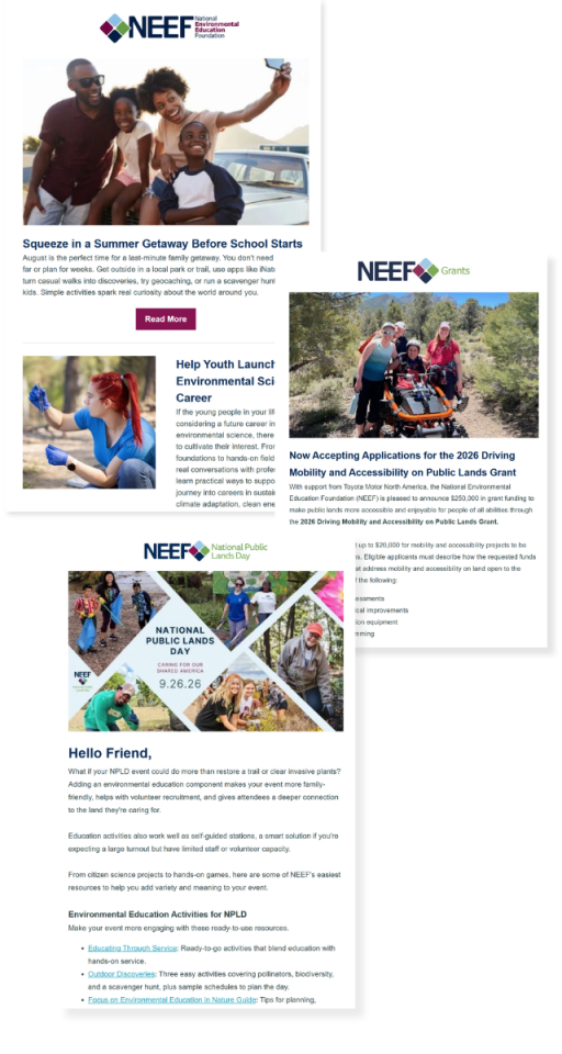Collage of NEEF newsletters