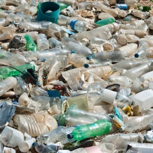 plastic pollution plastic bottles cups and containers lay outside