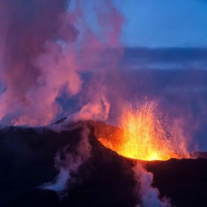 a volcano erupting