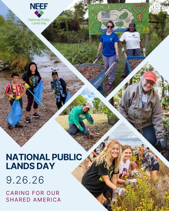 National Public Lands Day graphic 9.26.26 Caring for our shared America light version