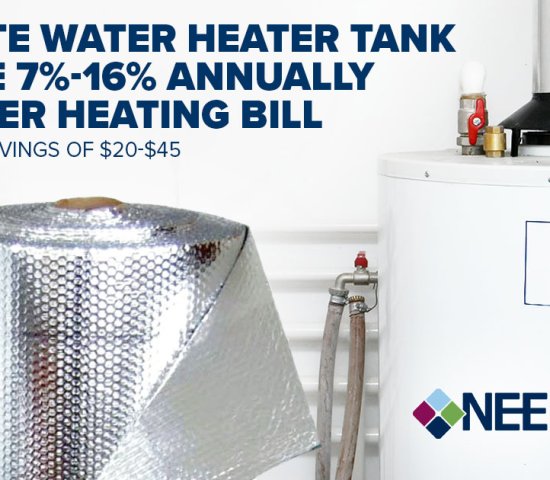 Picture of a water heater next to insulating wrap