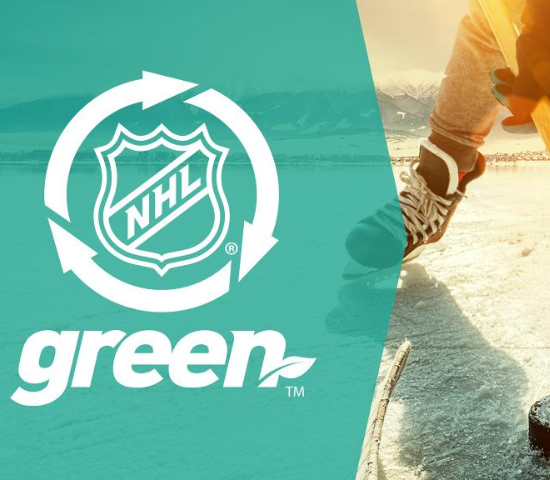 NHL Green logo and hockey player on ice